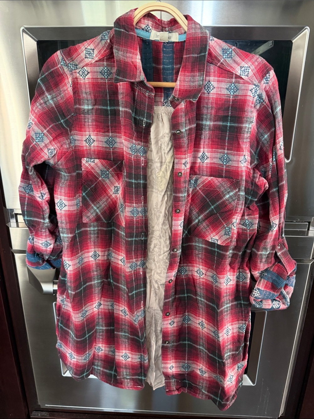Taylor & Sage Red Plaid Button-Down Shirt